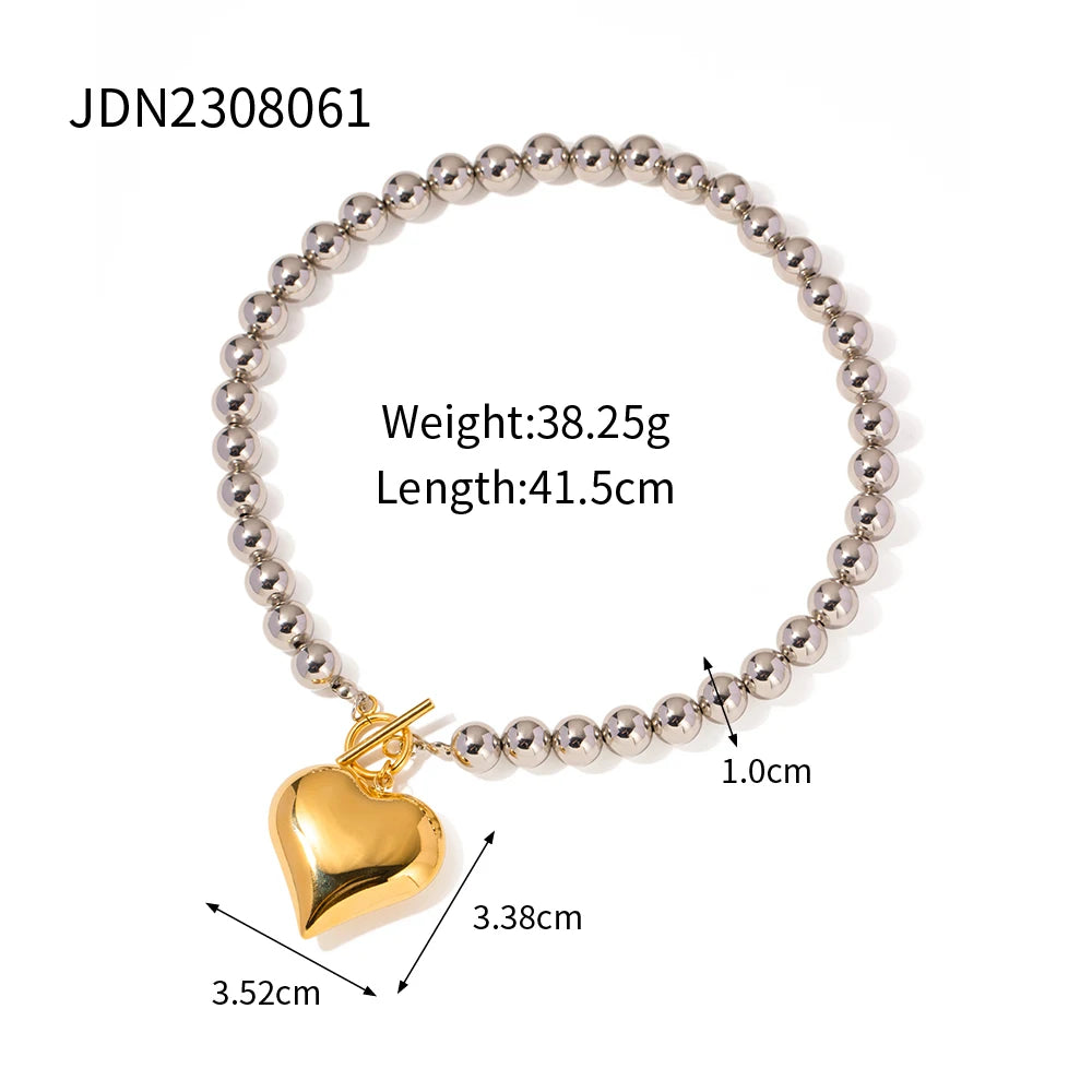 TEEK - 18k Gold Plated T Bar Chunky Heart Necklace JEWELRY theteekdotcom Default Title  