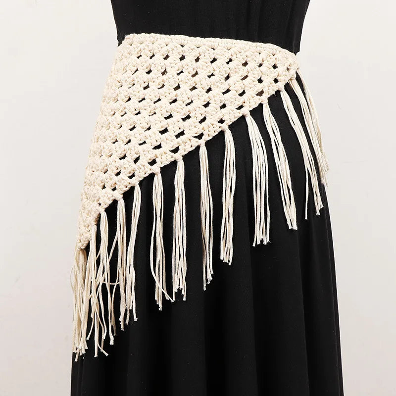 TEEK - Knitted Tassels Irregular Long Belt BELT theteekdotcom   