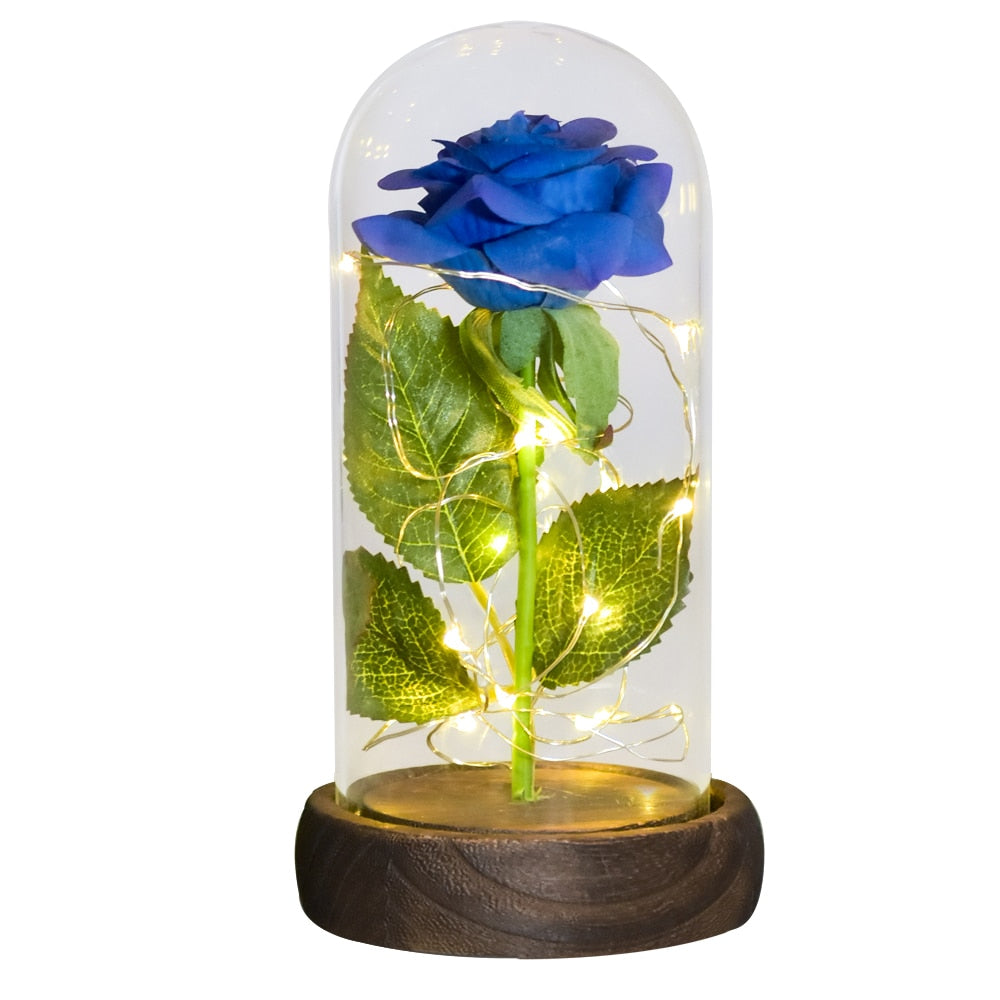 TEEK - Preserved Roses with LED Light Decor HOME DECOR theteekdotcom Silk Rose-Blue  