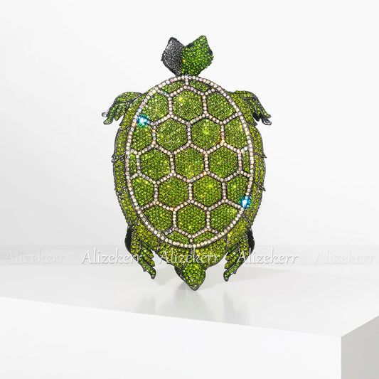 TEEK - Turtle Shaped Handmade Metallic Crystal Clutch