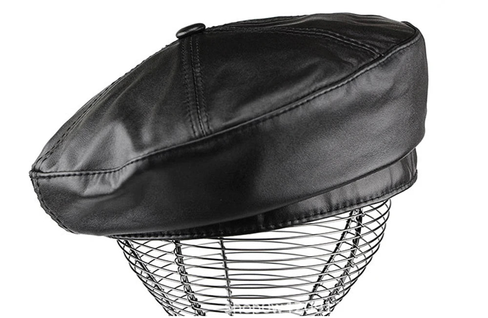 TEEK - Real Leather Beret Hat HAT theteekdotcom