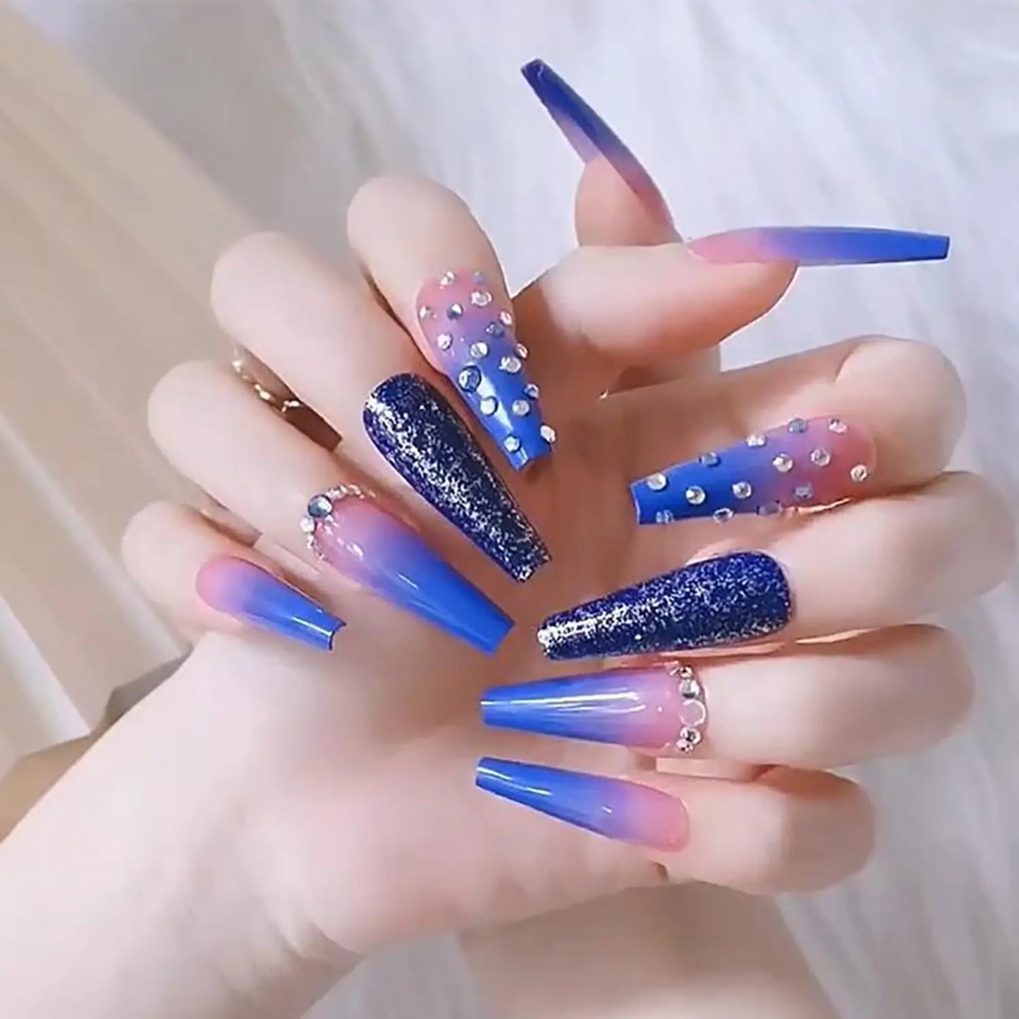 TEEK - Glossy Blue Gradient Press on Nails NAIL ART theteekdotcom   