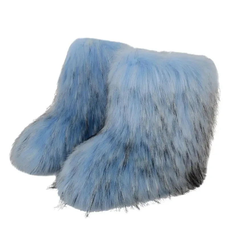 TEEK - Fluffy Faux Fox Fur Boots SHOES theteekdotcom