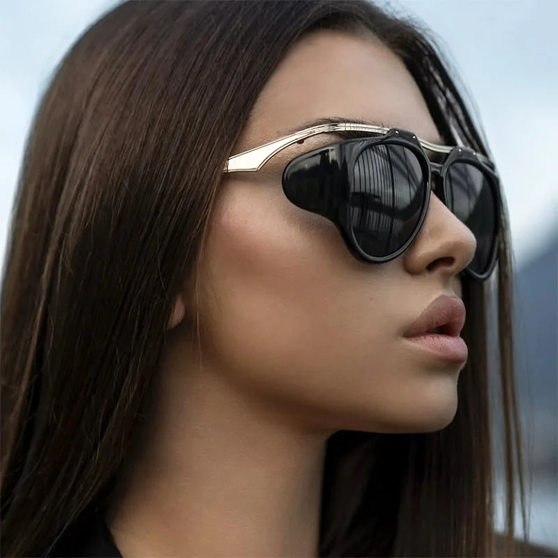 TEEK - Bended Oversized Double Bridge Sunglasses EYEGLASSES theteekdotcom