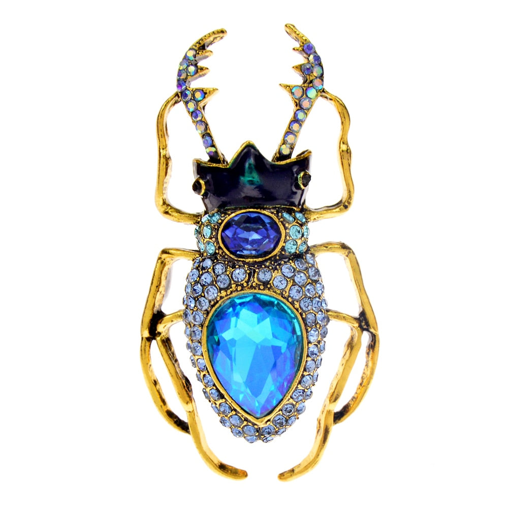 TEEK - Blue Crystal Beetle Brooch JEWELRY theteekdotcom Default Title  