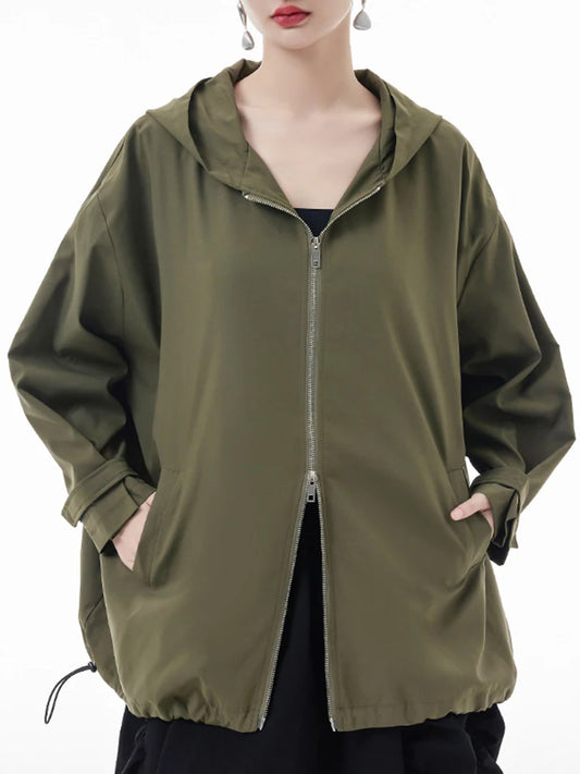 TEEK - Army Green Double Zipper Thin Hooded Jacket JACKET theteekdotcom   