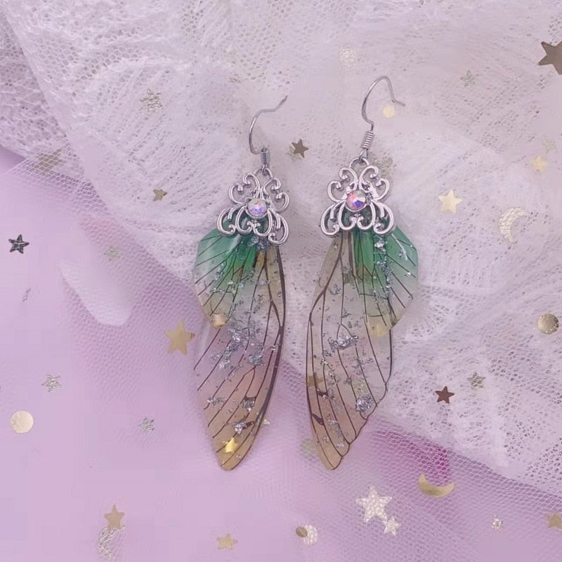 TEEK - Handmade Fairy Wing Earrings  theteekdotcom SF-New Green  