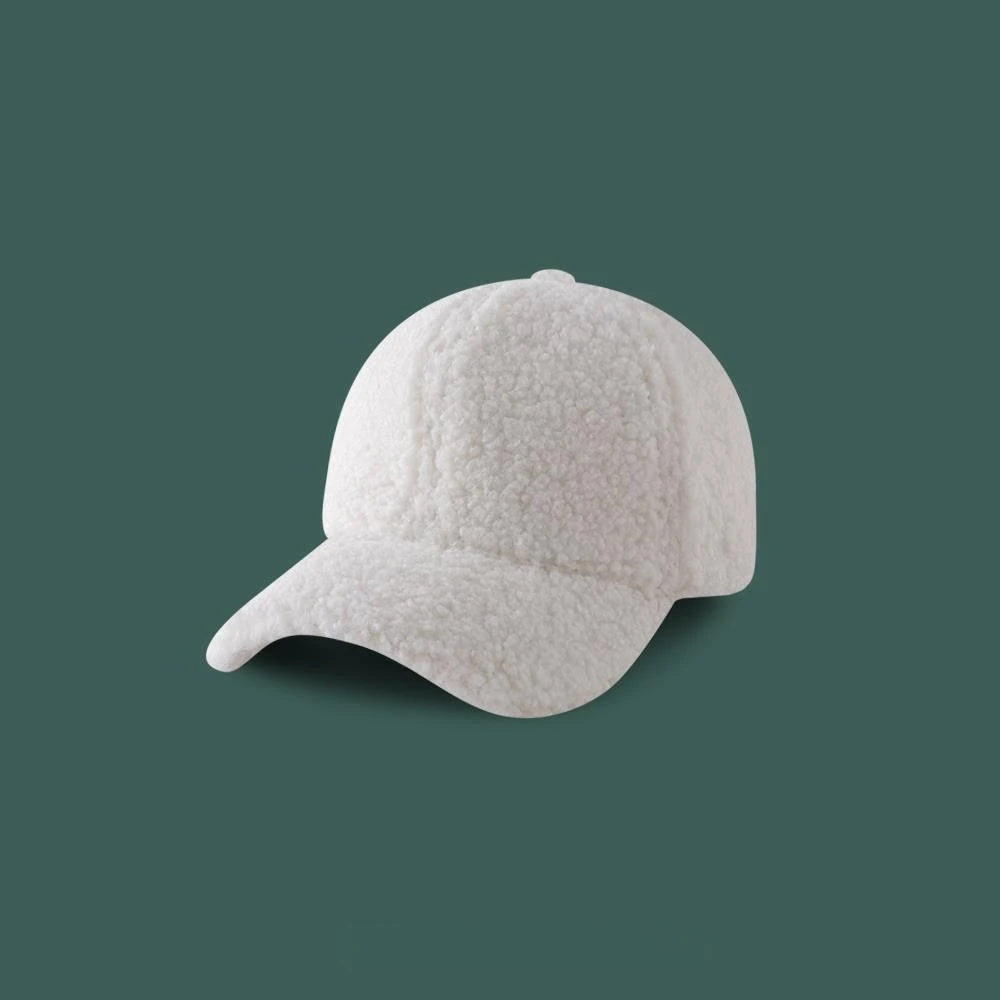 Artificial Lamb Wool Baseball Cap Women Winter Warm Hat Men Outdoor Sports Travels Baseball Hats Autumn Spring Hats TEEK color2 56-58cm