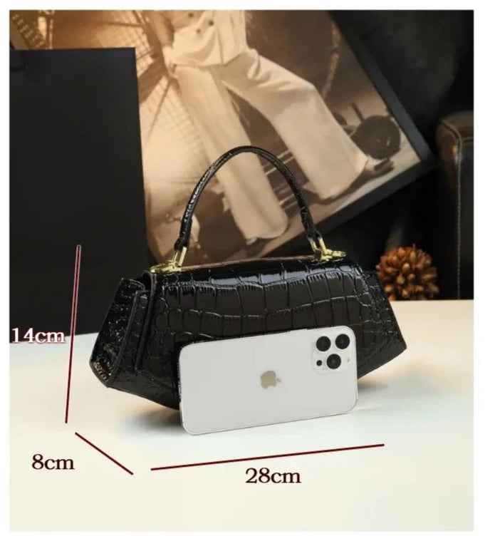 TEEK - Genuine Leather Saddle Croc Pattern Handbag BAG theteekdotcom   