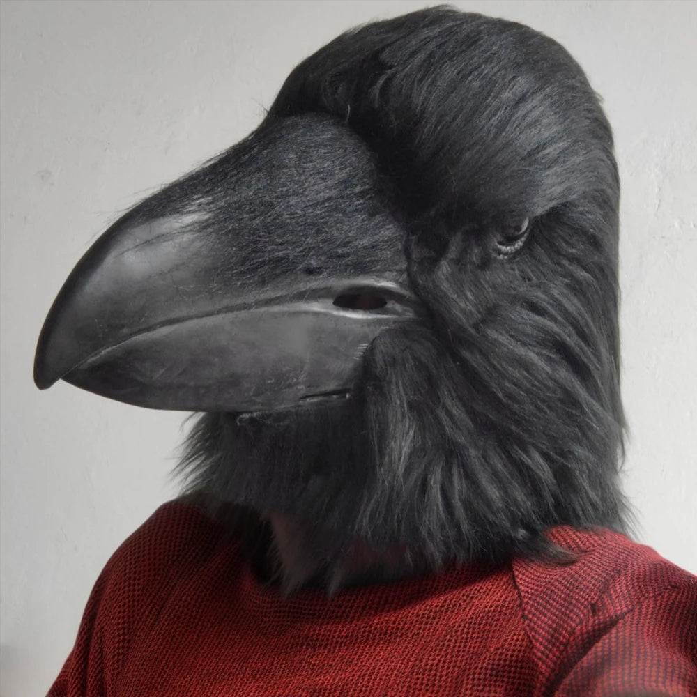 TEEK - Black Latex Crow Mask COSTUME theteekdotcom