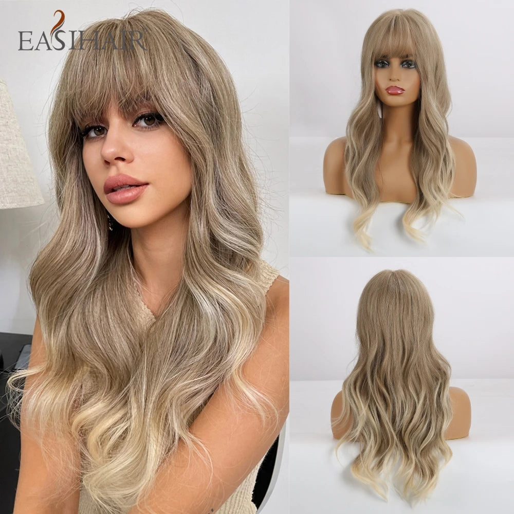 TEEK - Medium Length Wavy Bang Synthetic Wig HAIR theteekdotcom   