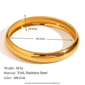 TEEK - Wide Smooth Stainless Steel Bracelet JEWELRY theteekdotcom Gold 60mm and 10mm  