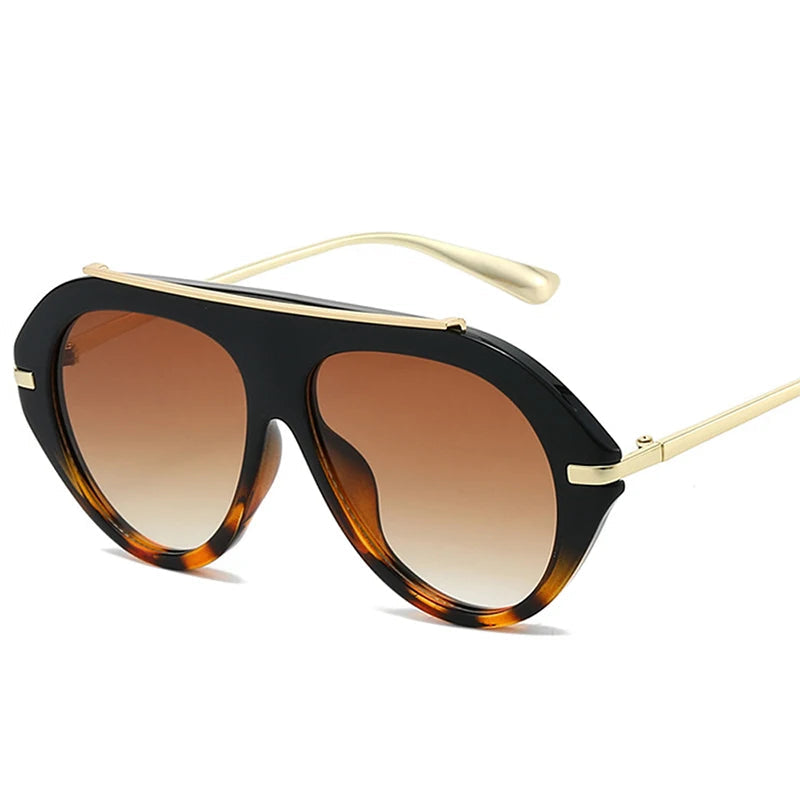 SO&EI Ins Popular Fashion Oversized Pilot Sunglasses Women Shades UV400 Retro Gradient Men Blue Green Sun Glasses TEEK