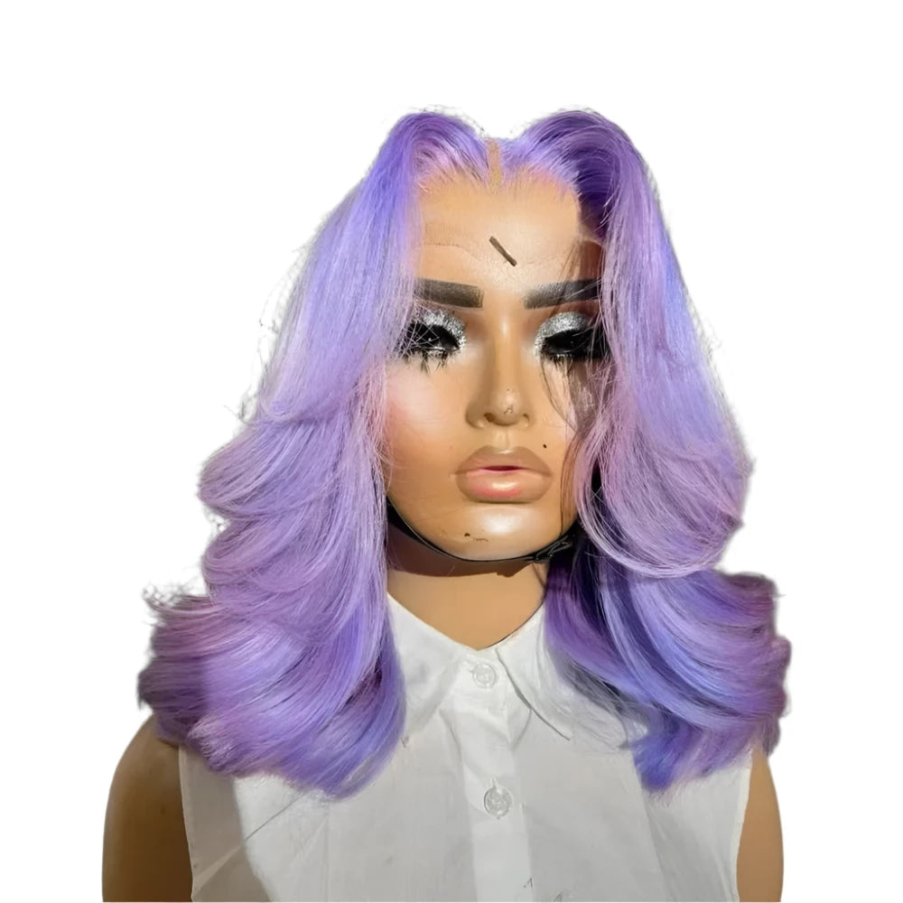 TEEK - Cute Quick 12 Inch Fix Body Wave Heat Synthetic Wig HAIR theteekdotcom purple Lace Front | 150%