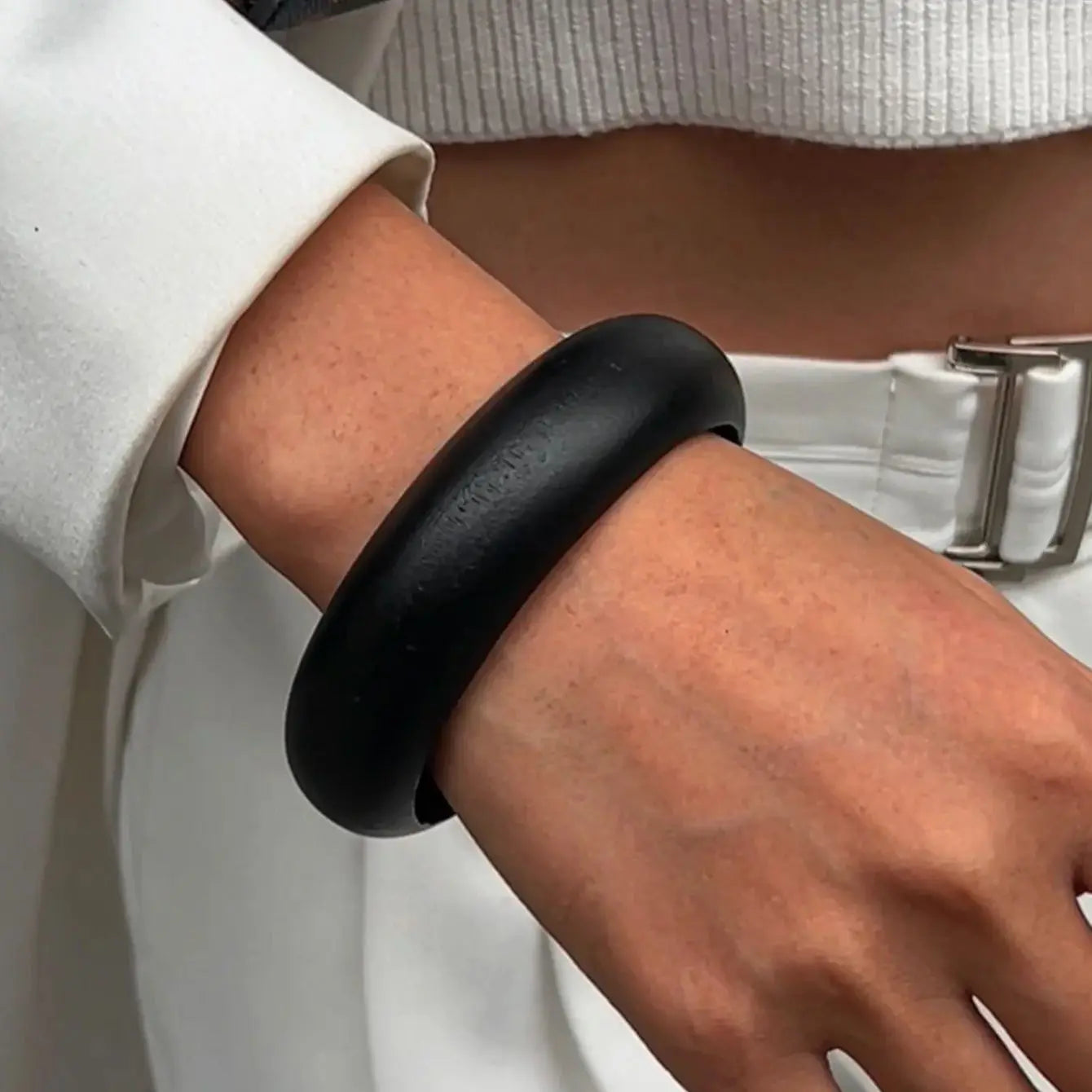 TEEK - Vintage Black Wood Silver Bangles JEWELRY theteekdotcom