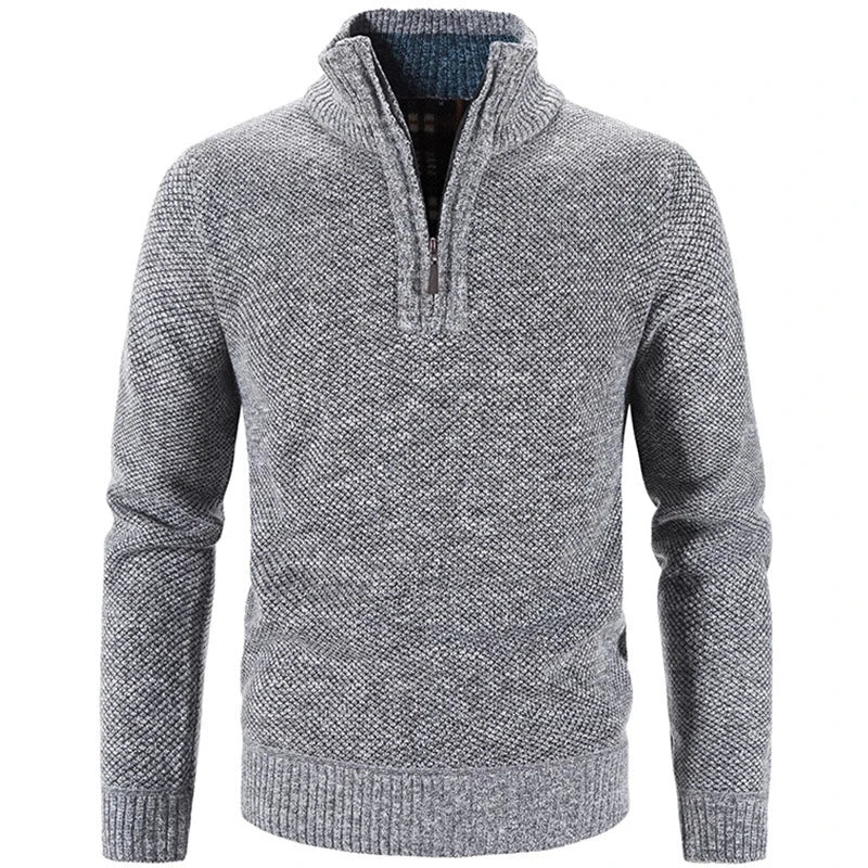 TEEK - Mens Fleece Half Zipper Turtleneck Pullover Sweater SWEATER theteekdotcom Light Grey US XS | Asian M 