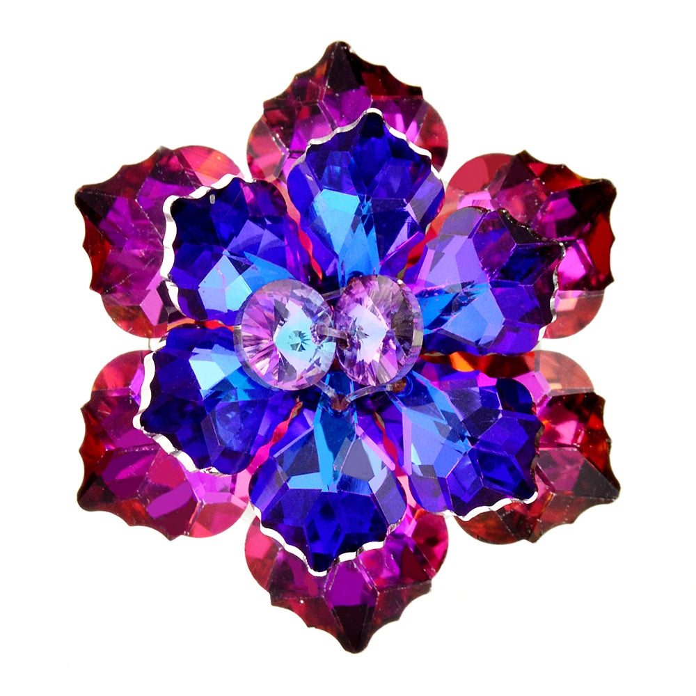 TEEK - Shining Crystal Flower Brooch JEWELRY theteekdotcom red blue