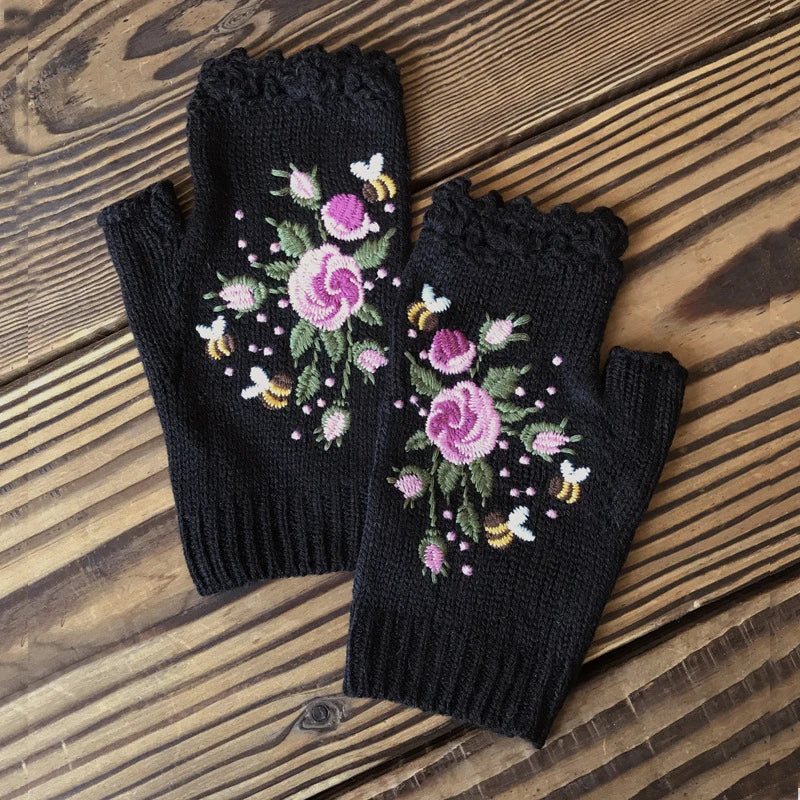 TEEK - Half Knitted Fingerless Gloves GLOVES theteekdotcom Black  