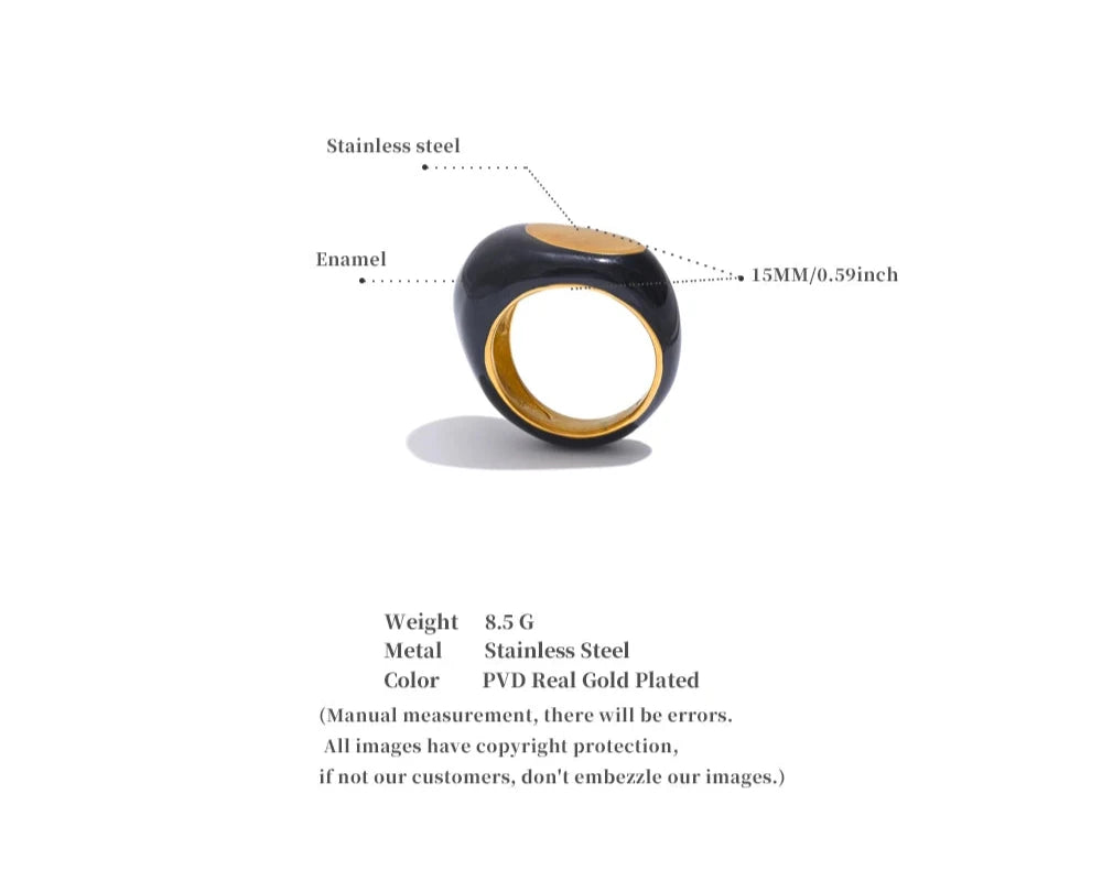 TEEK - Black Enamel Geometric Unique Ring JEWELRY theteekdotcom   