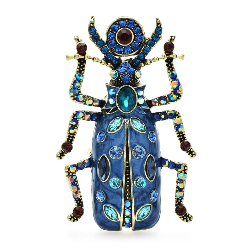 TEEK - Enamel Beetle Brooches JEWELRY theteekdotcom blue  