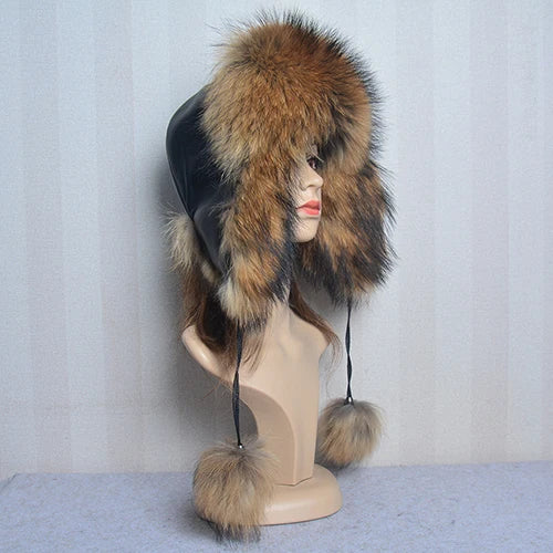 TEEK - Winter Real Fox Fluff Hat HAT theteekdotcom raccoon fur 1  