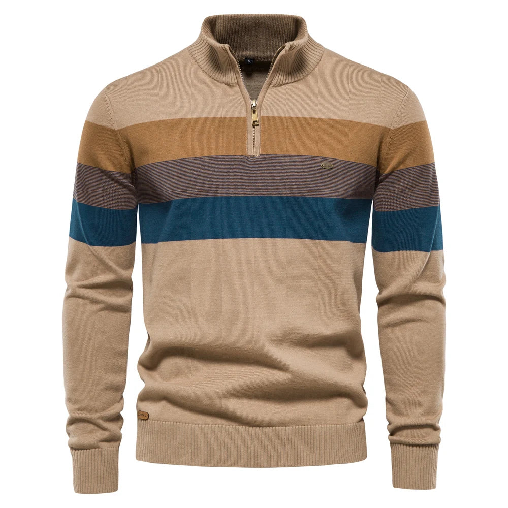 TEEK - Zipper Mock Neck Sweater TOPS theteekdotcom Khaki Size S 55-65 kg 