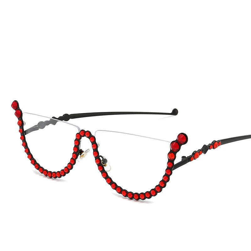 TEEK - Semi Framed Bejeweled Cat Eye Sunglasses EYEGLASSES theteekdotcom C10