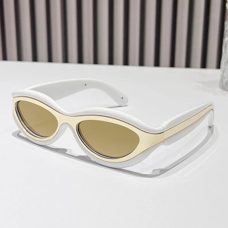 TEEK - Oval Cat Eye Dual Border Sunglasses EYEGLASSES theteekdotcom C8  