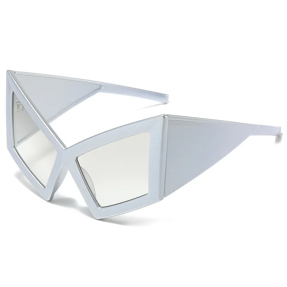 TEEK - Oversized Pop Era Cat Eye Sunglasses EYEGLASSES theteekdotcom Silver Silver  