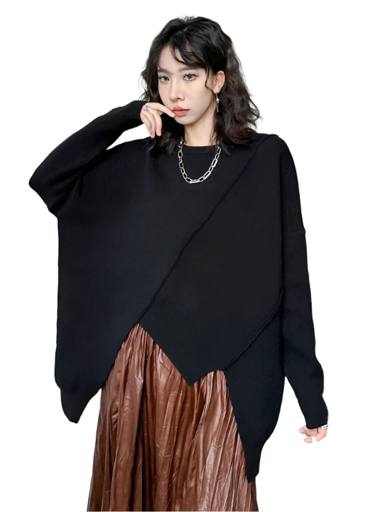 TEEK - Irregular Big Size Knitted Sweater TOPS theteekdotcom   