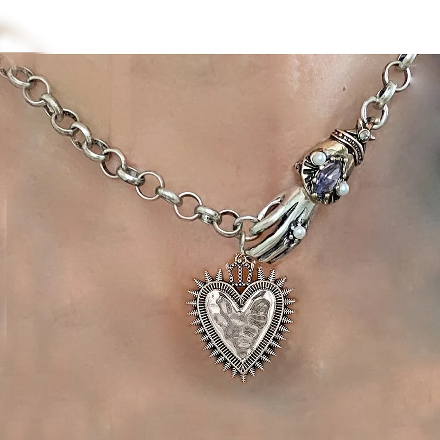 TEEK - Mex Sacred Heart Amulet Charms Necklaces JEWELRY theteekdotcom necklace 2  