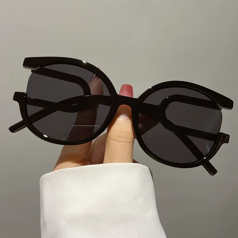 TEEK - Two-Color Chipped Circle Rim Sunglasses EYEGLASSES theteekdotcom BLACK  