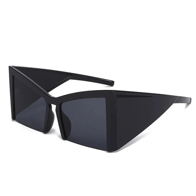 TEEK - Blocked Kitty Oversized Shield Sunglasses EYEGLASSES theteekdotcom C1 Black Gray  