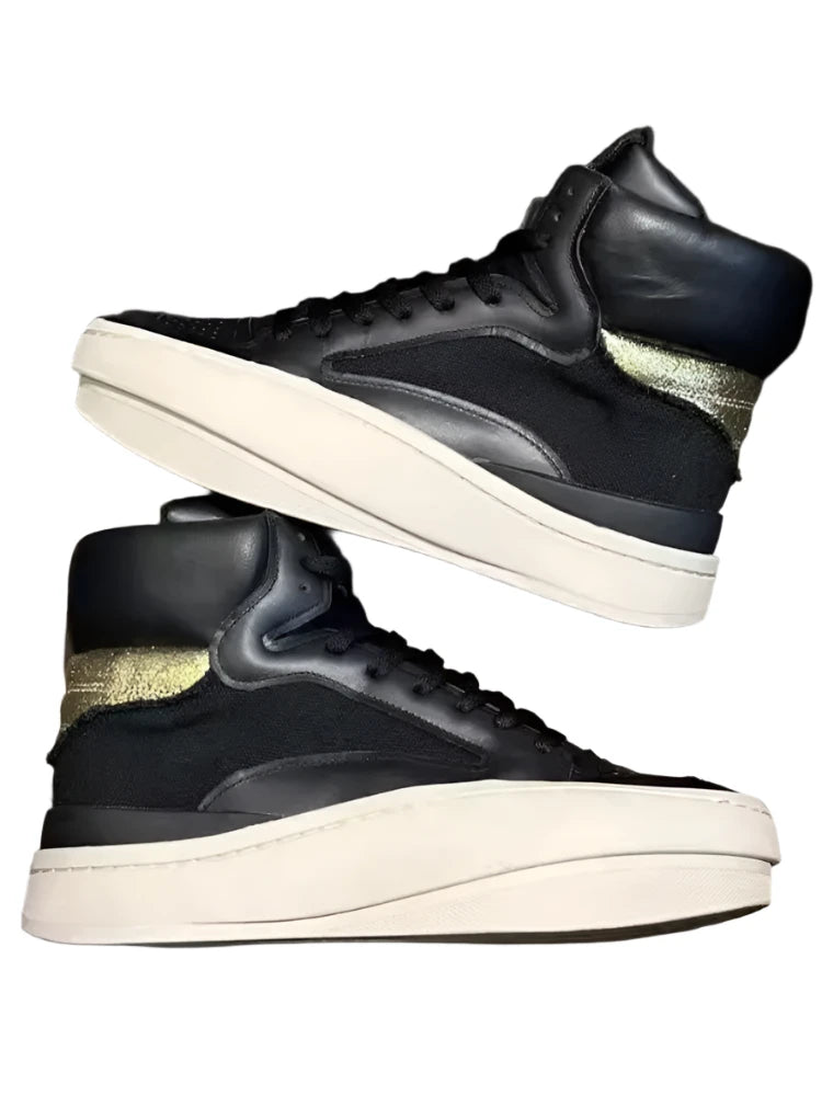 TEEK - Mens Spliced Canvas Genuine Leather High Top Sneakers SHOES theteekdotcom   