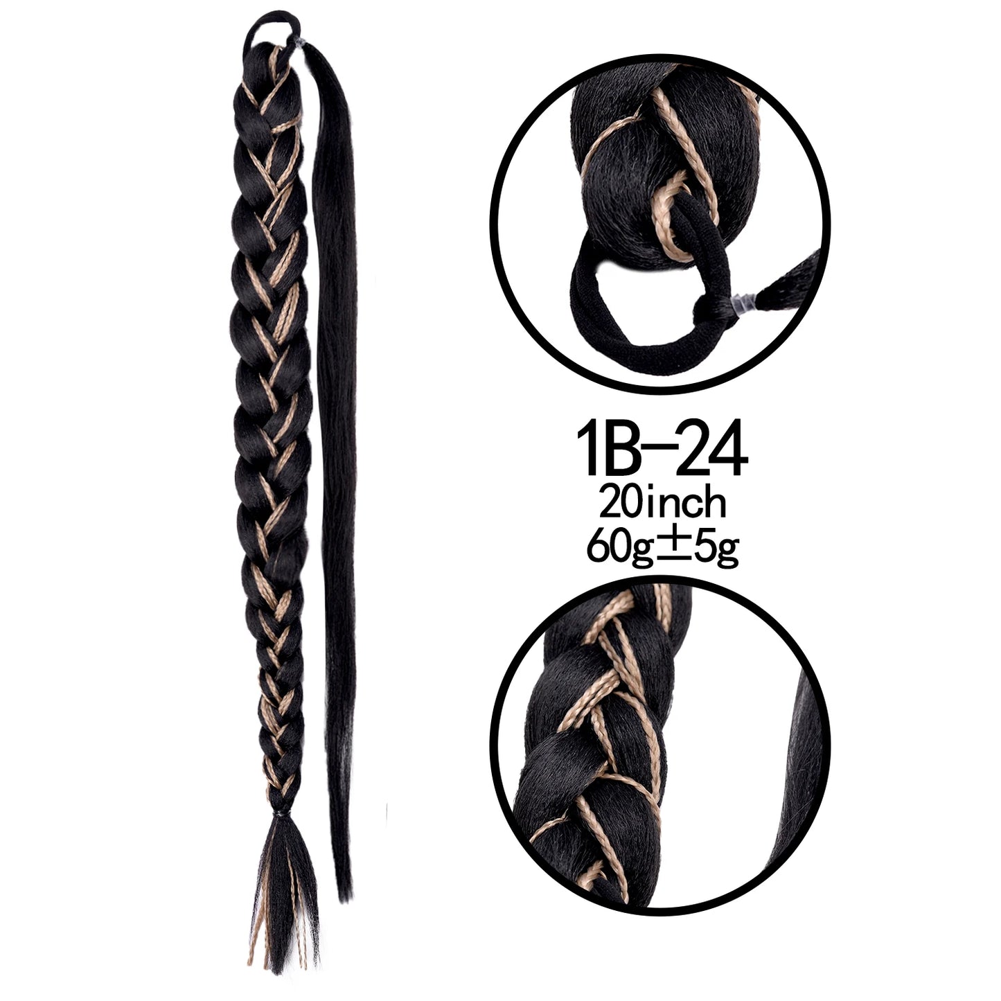 TEEK - 20 Inch Long Braided Synthetic PonytailHair Extension