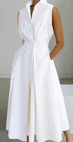 TEEK - Shirt Chic Ruched Maxi Dress DRESS theteekdotcom Sleeveless White S 