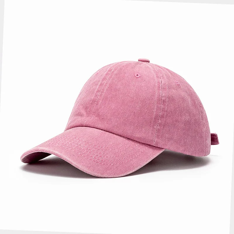 Baseball Cap Washed Cotton Men Women Snapback Hat Vintage Hip Hop Caps Solid Color Dad Hat Bone Casquette Outdoor Casual Sport TEEK pink 54-59cm