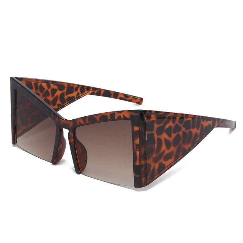 TEEK - Blocked Kitty Oversized Shield Sunglasses EYEGLASSES theteekdotcom C2 Leopard Brown  