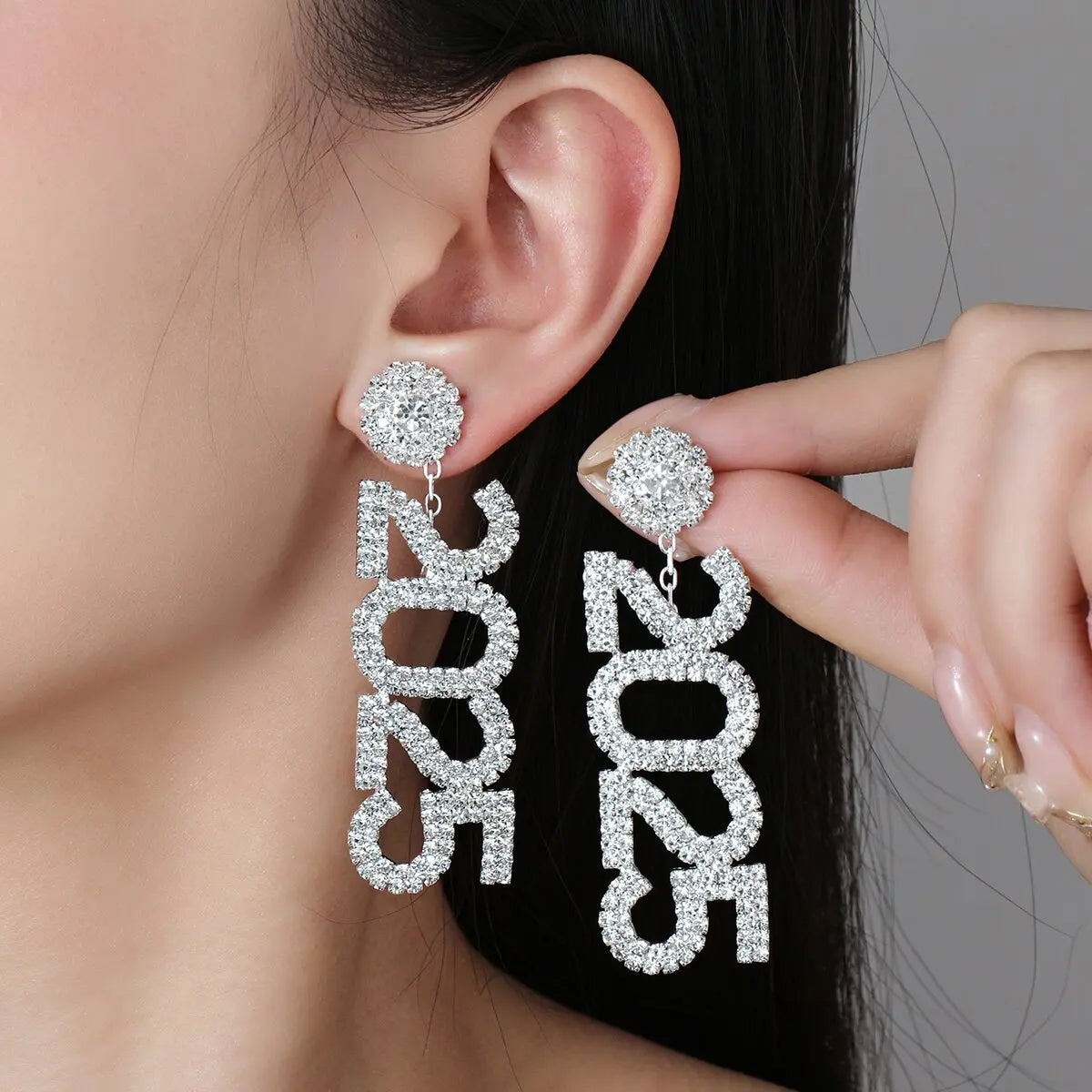 TEEK - Rhinestone 2025 Earrings JEWELRY theteekdotcom Silver