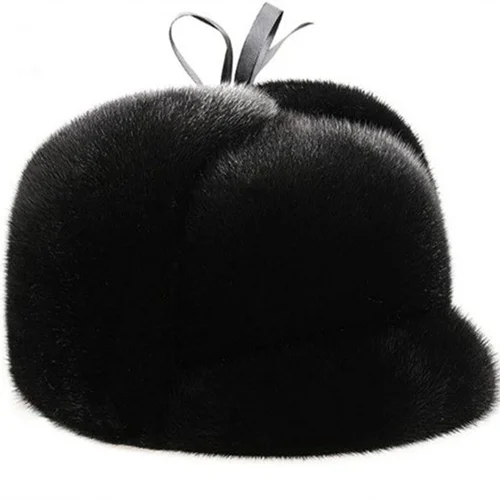 TEEK - Mens Mink Fur Hat HAT theteekdotcom Style 2 black 21.6-22in