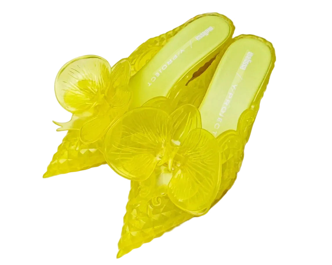 Design Big Butterfly Knot Melissa Women Flat Mules Sandals High Quality Cozy Patent Leather Pointed Toe Back Strap Shoes TEEK as pic 2 8.5