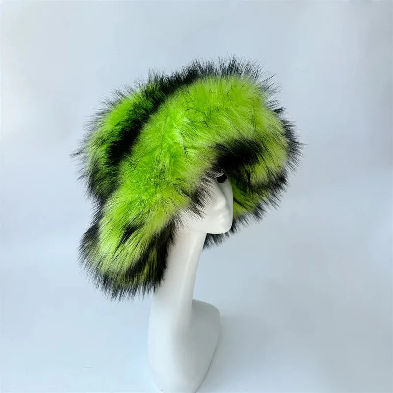 TEEK - Faux Fur Oversized Bucket Hat HAT theteekdotcom bright green