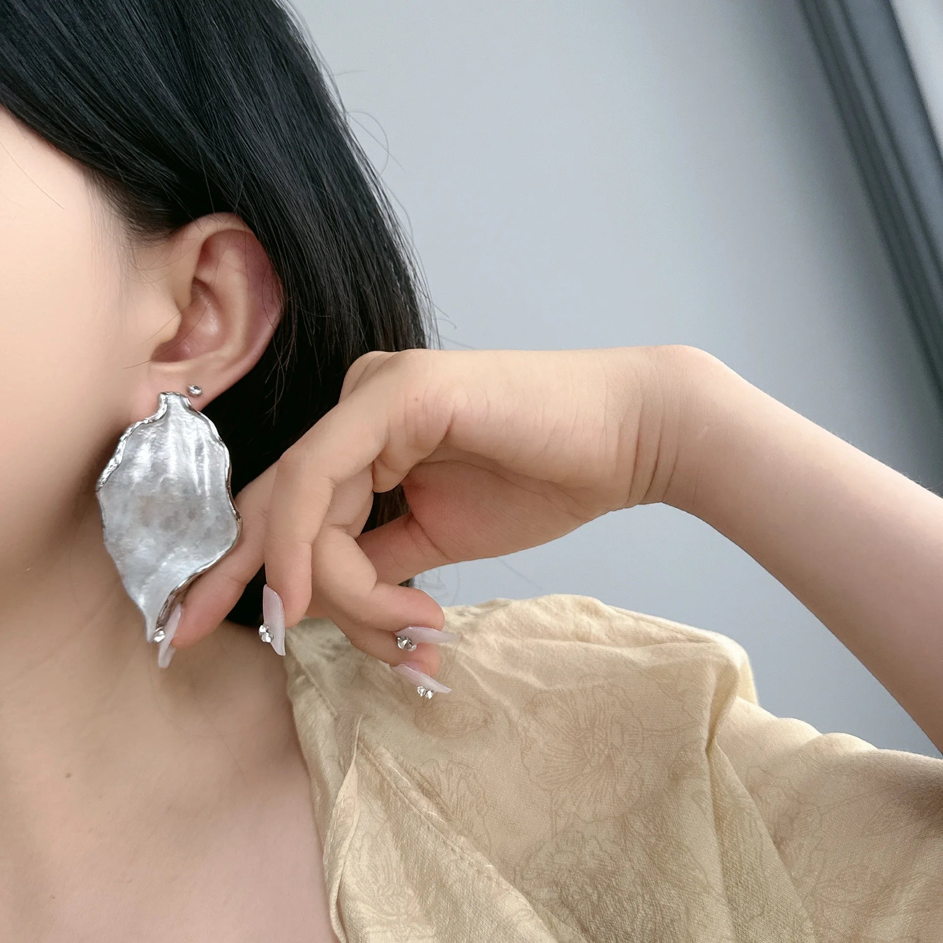 TEEK - Metal Glaze Leaves Earrings JEWELRY theteekdotcom