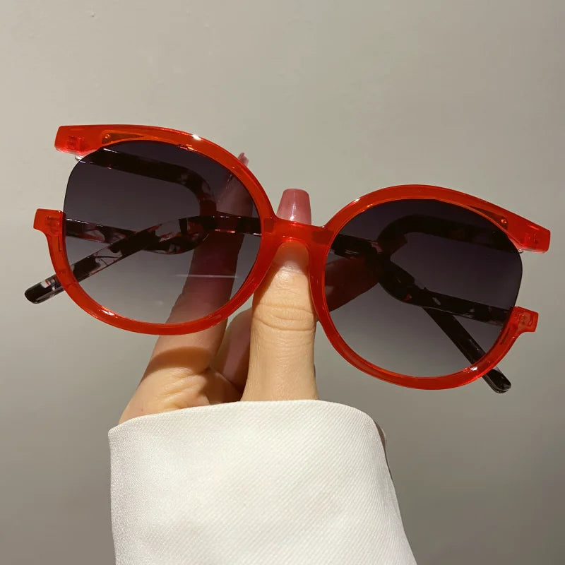 TEEK - Two-Color Chipped Circle Rim Sunglasses EYEGLASSES theteekdotcom RED  