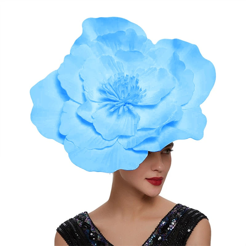 TEEK - Large Flower Hair Cap Accessories HAT theteekdotcom Blue  