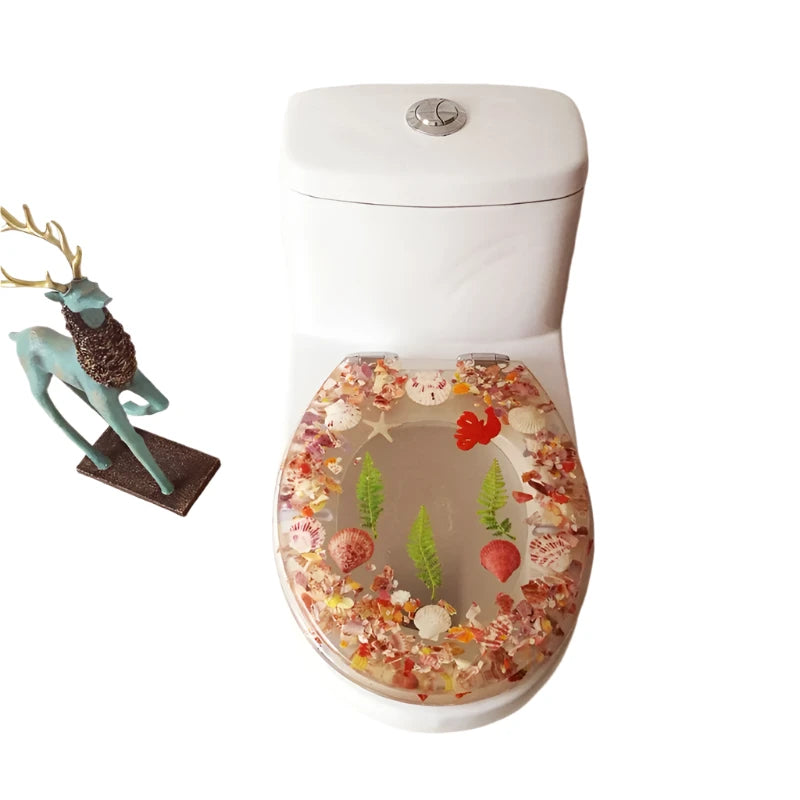 TEEK - Resin Floral Stainless Steel Hinge Toilet Seat Cover HOME DECOR theteekdotcom   