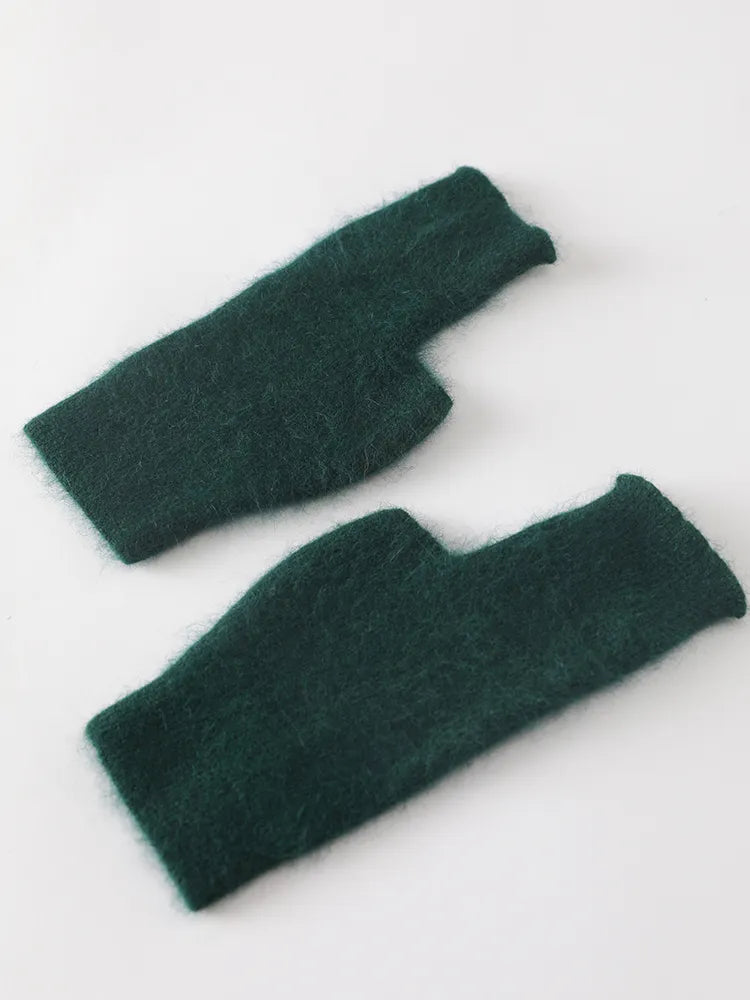 TEEK - Soft Fuzz Fingerless Gloves GLOVES theteekdotcom 07 Dark Green  