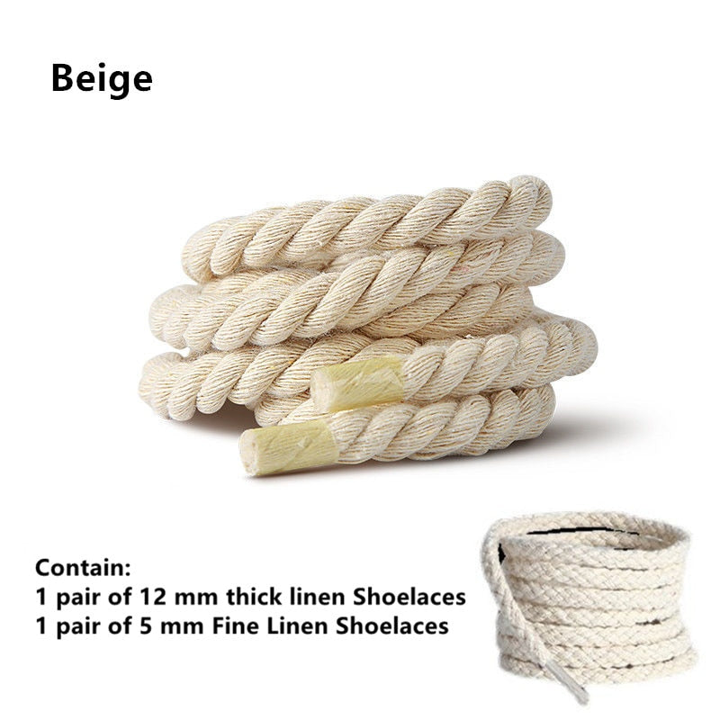 TEEK - 2 Pair Weaving Style Bold Shoelaces SHOELACES theteekdotcom Beige 100cm/39.37in 
