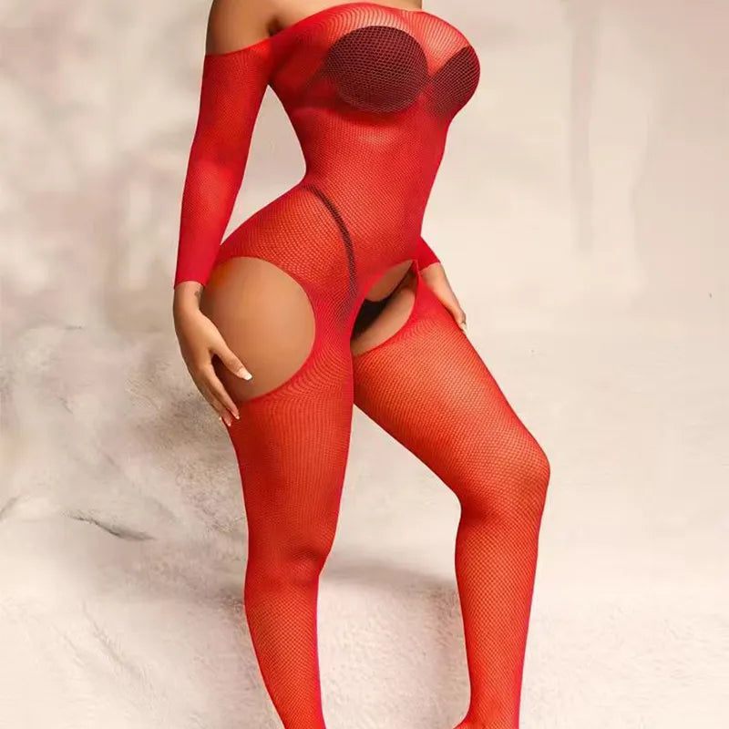 TEEK - One Piece Erotic Bodystocking Bodysuit LINGERIE theteekdotcom red One Size 