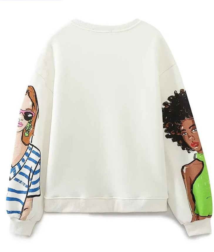 TEEK - Pretty Pals Print Sweatshirt TOPS theteekdotcom   